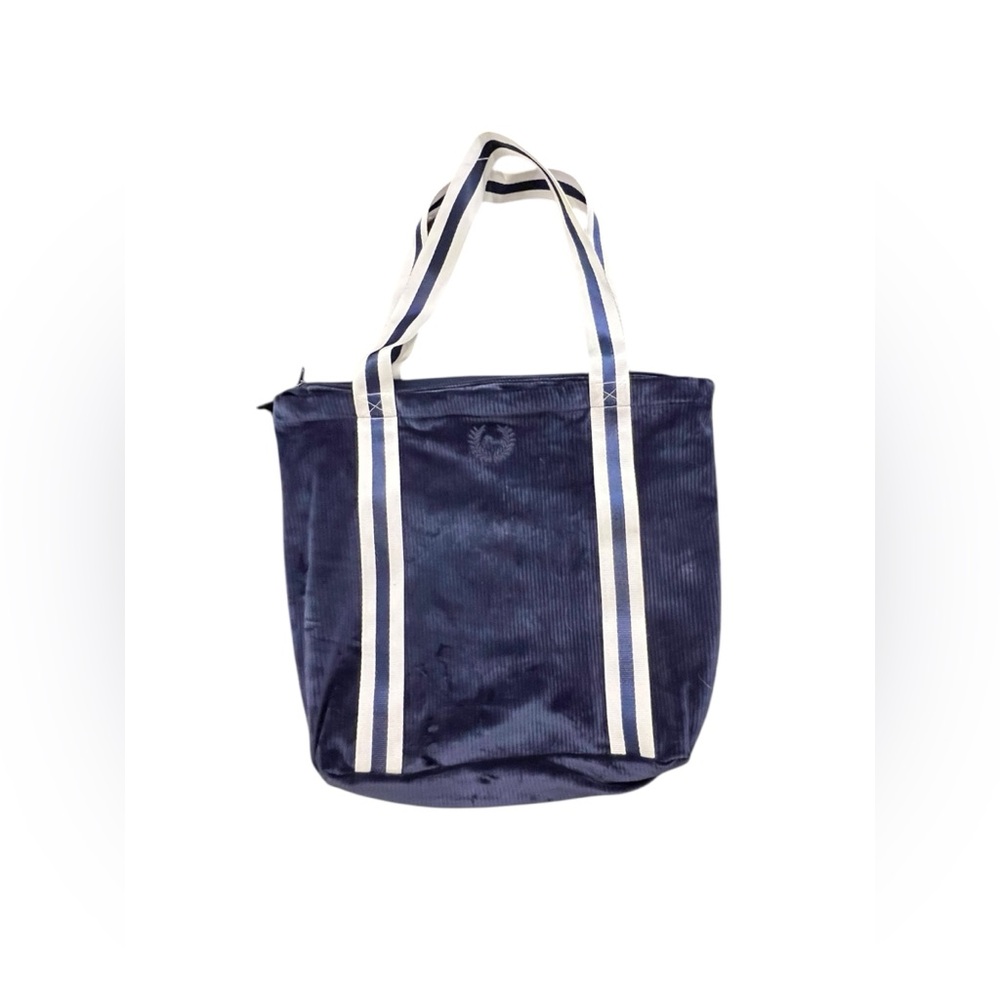Victoria's Secret PINK Navy‎ Blue Ribbed Soft Velour Large Tote Bag NEW $50
